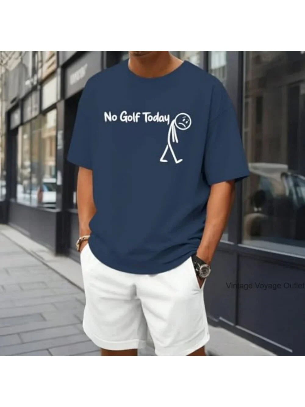 Funny Golf Shirt No Golf Today Graphic Tee for Men Oversized Vintage Cotton